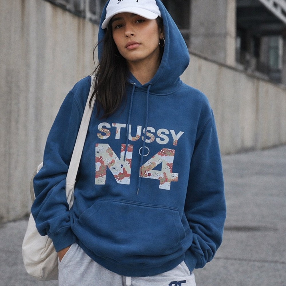 Y2K Stussy N4 Camo Hoodie Size M